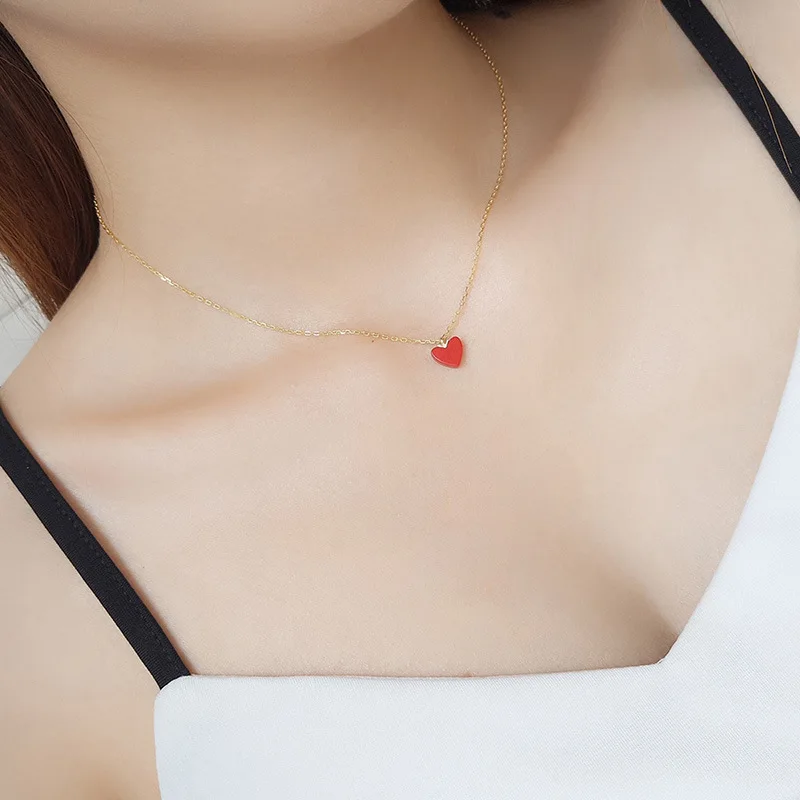 

WKOUD EAM Women Fashion Jewelry 2019 New Red Heart Pendant Chokers Necklaces Female Accessories Party Gift S#TA031