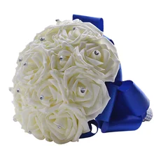 Для свадебного букета со стразами розы Букет невесты Шелковый Свадебный букет искусственных цветов для Свадебная вечеринка(D212