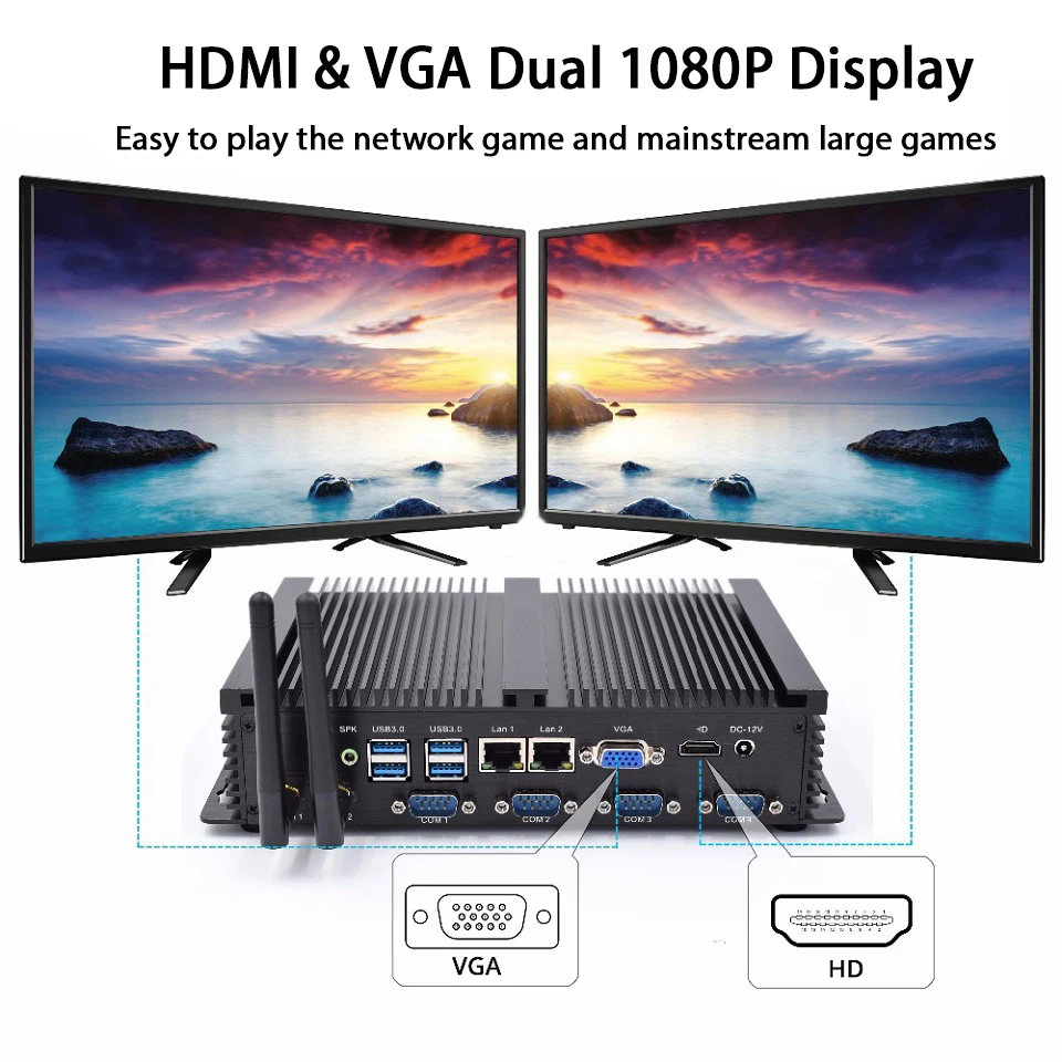 

Fanless Industrial PC,Mini Computer,Windows 10 Pro/Linux ,Intel Core I5 3317U,[HUNSN MA03I],(1VGA/1HD/4USB2.0/4USB3.0/2LAN)