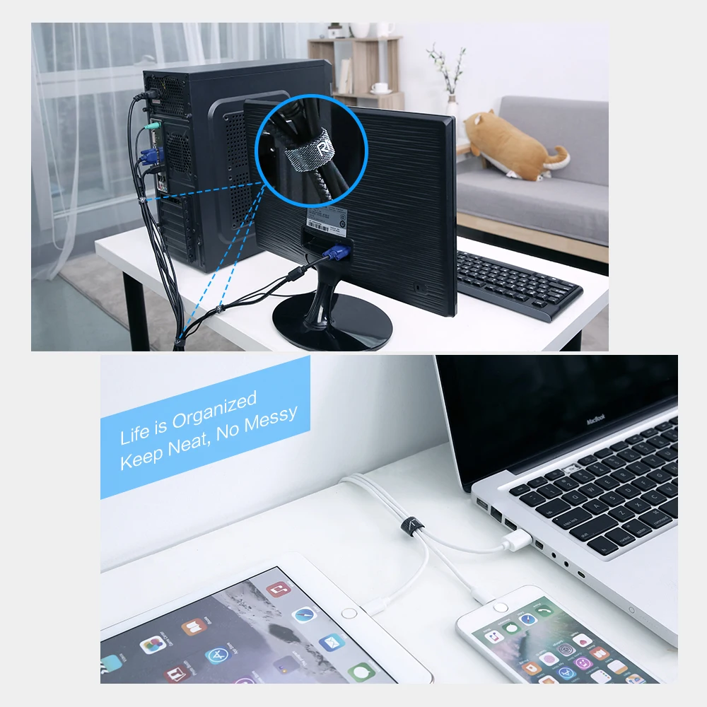 RAXFLY Cable Protector Wire Winder Clip Earphone Cord Cable Organizer HDMI Cable Management For iPhone Samsung USB Cable Holder