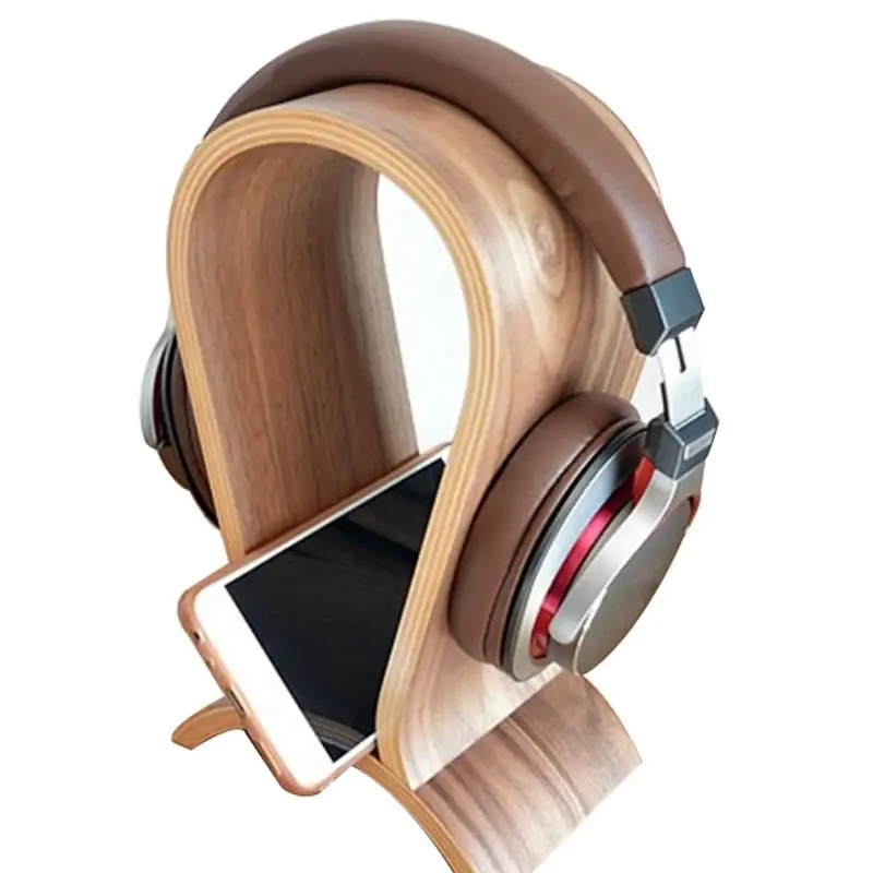 

Solid Wood Headphone Stand Innovative Head-Mounted Computer Headphones Hanging Holder Display Stand Bluetooth Headset Holder