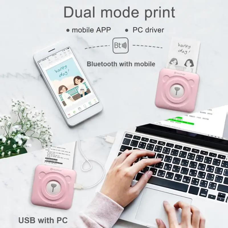 

VODOOL ProtableThermal Bluetooth Printer Mini Wireless POS Thermal Picture Photo Printer for Android IOS Mobile Phone Hot