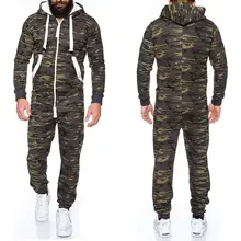 Новые мужские камуфляжные комбинезоны на молнии с капюшоном, мужской модный цельный комбинезон с длинными рукавами и карманами, мужские комбинезоны, новинка