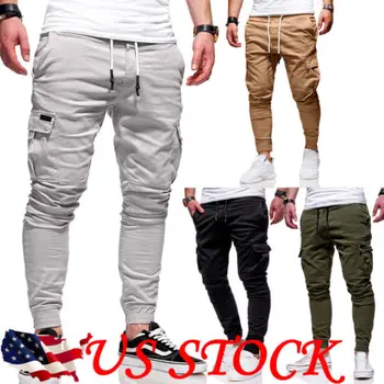 

US Men Sport Pant Long Trousers Tracksuit Fitness Workout Gym Sweatpants