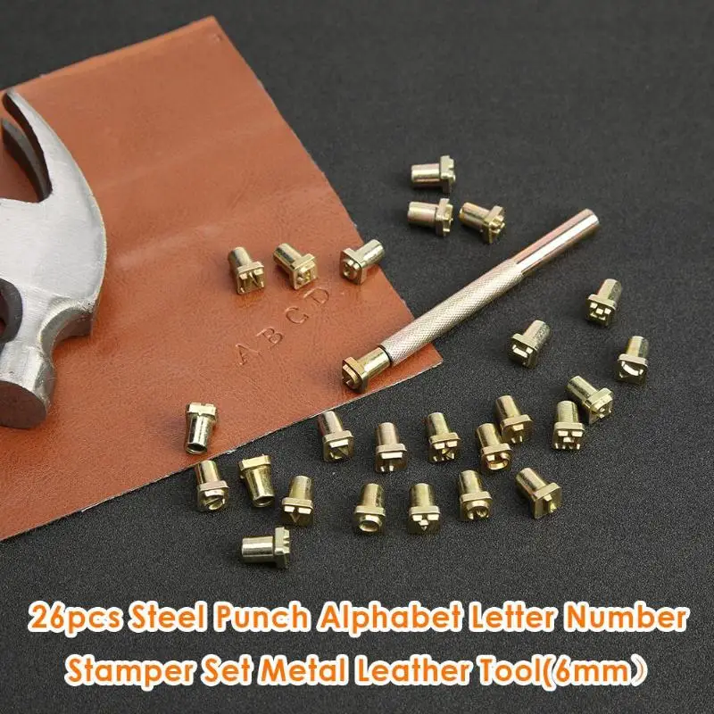 26pcs Wood Leather Punching Stamp Set Carbon Steel Metal Alphabet Stamps 26pcs Wood Leather Punching Stamp Set Carbon Steel Metal Alphabet Stamps