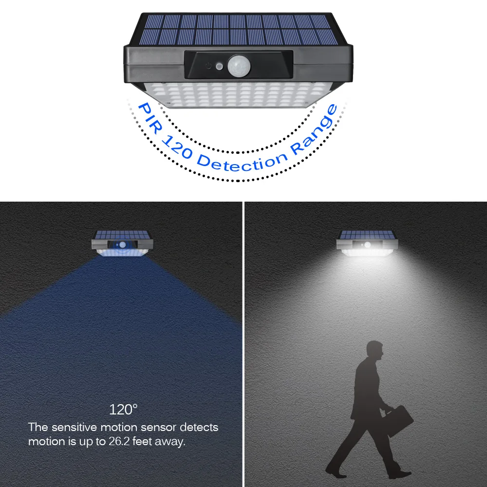 Светодиодный солнечный свет открытый беспроводной 78 светодиодный s солнечный складной датчик движения настенный светильник 3 стороны освещение безопасность свет для сада Забор