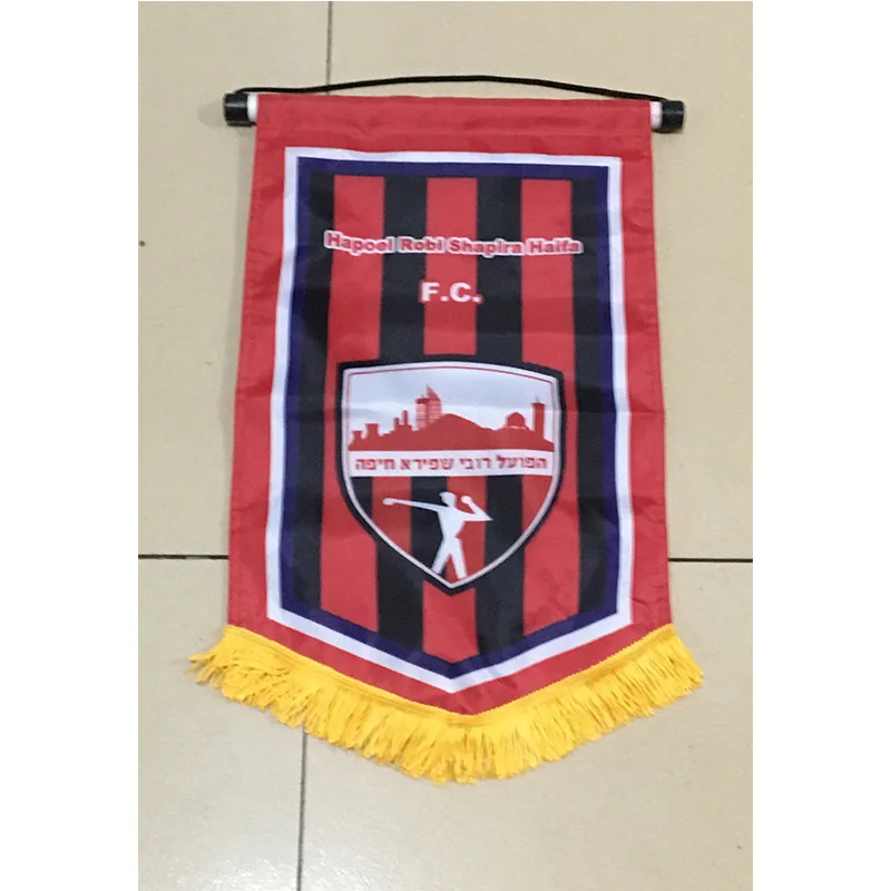

Israel Hapoel Robi Shapira Haifa FC 36cm*23cm Size Double Sides Christmas Decorations for Home Hanging Flag Banner Gifts