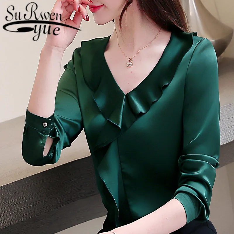 womens tops and blouses Fashion women blouse shirt lantern long sleeve women shirts solid stand collar office blouse 2516 50