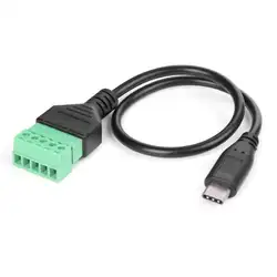 USB 3,1 тип-c штекер 5 Pin винтовой клеммный разъем ж/30 см экранированный кабель передача данных Зарядка удлинитель терминал кабель