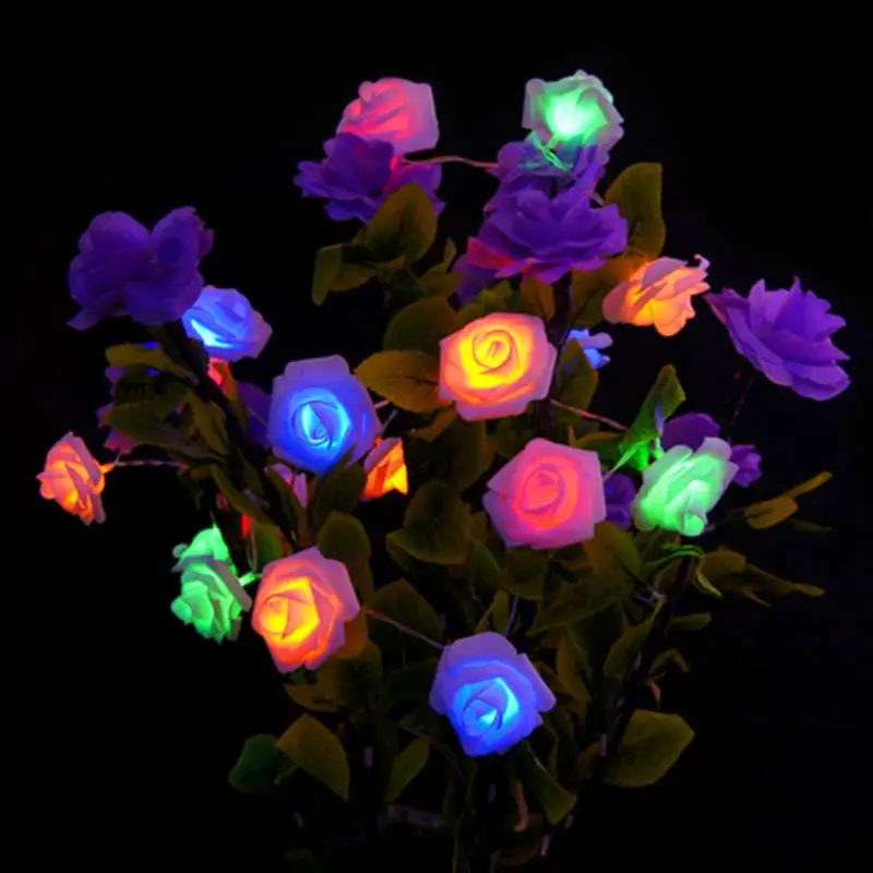 

1.2M 10 LEDs Rose Flower String Lights Lamp Party Wedding Decoration Artificial Rose Floral Christmas Supplies Home Decor