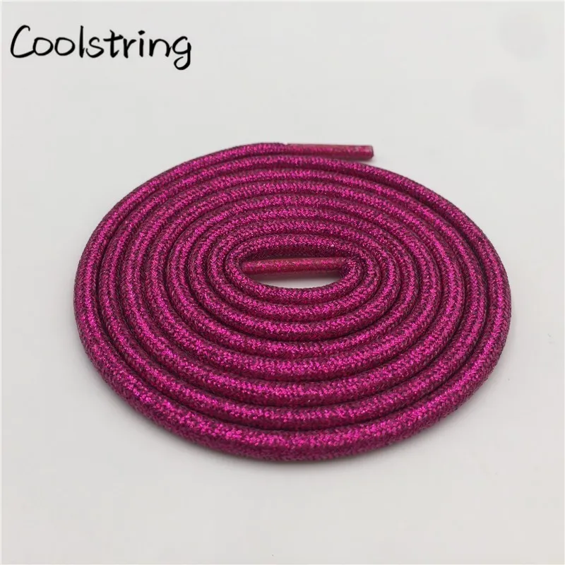 Coolstring Pure Color Rounded Metallic Shoelaces Glitter Bootlaces Flashing Shiny Fashion Latchet Pearlized For Sports Canvas