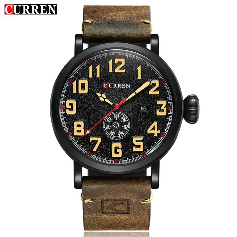 Curren 8283 мужские часы Топ бренд класса люкс черный кожаный ремешок