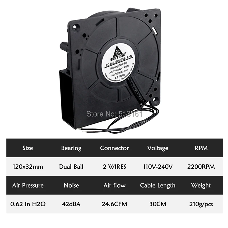 1 шт. Gdstime EC бесщеточный вентилятор 120 мм 12 см 12032 переменного тока 110 в 115 в 120 в 220 в 240 В в шариковый подшипник воздушный вентилятор охлаждающий вентилятор