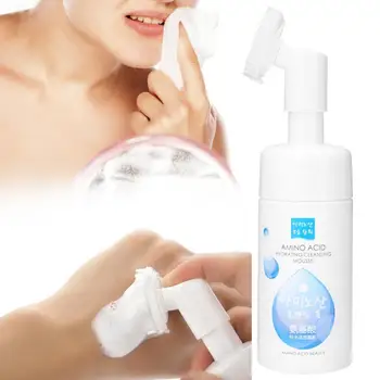 

120ml Amino Acid Moisturizing Hydrating Facial Foaming Cleanser Deep Cleaning Pores Makeup Removal Cleanser With Brush Head