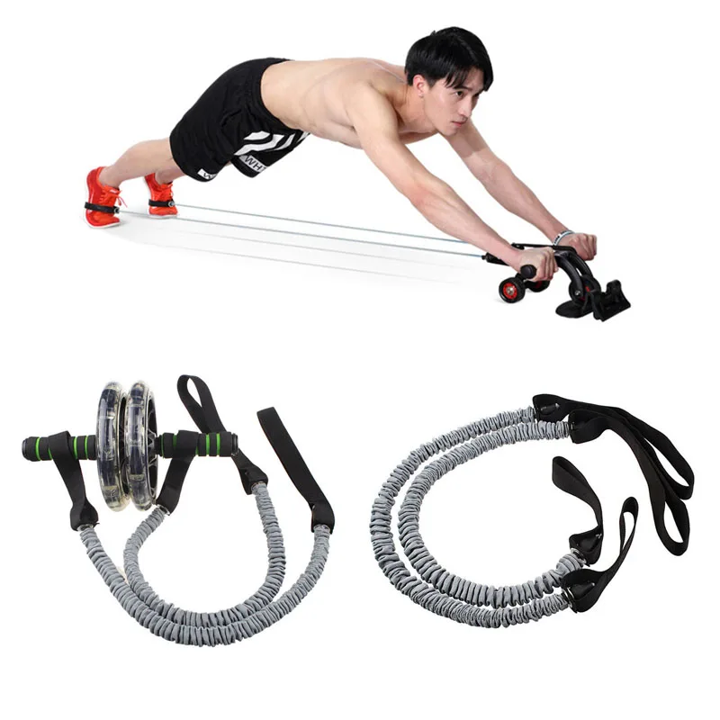 

2pcs High Elasticity Ab Roller Pull Rope Waist Abdominal Slimming Equipment Gym Fitness Resistance Bands Stretch Belt Rope 30