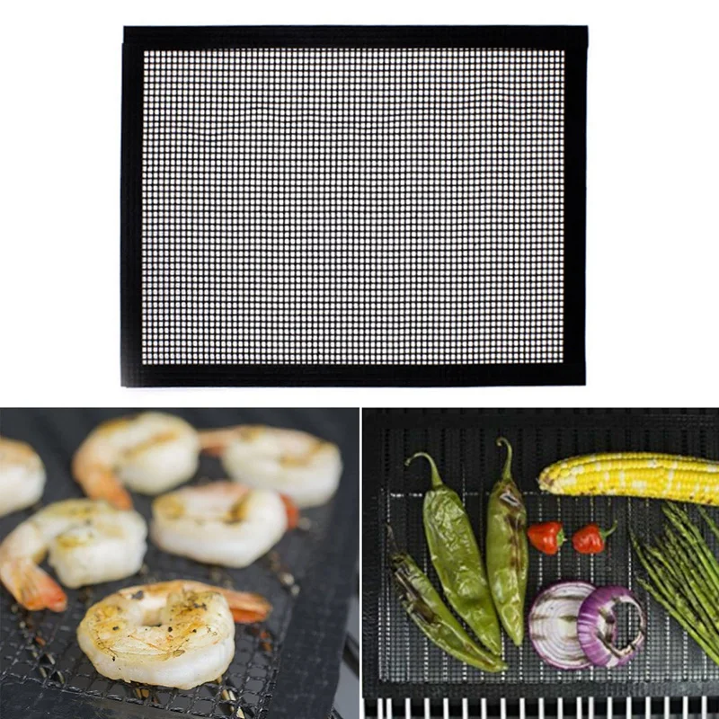 

New-BBQ Grill Grid Mat Non-Stick Mesh Matts Barbeque Reusable Baking Net