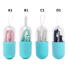 4 цвета соломинки складываемый складной соломы Многоразовые экологически чистые силиконовые соломинки портативные