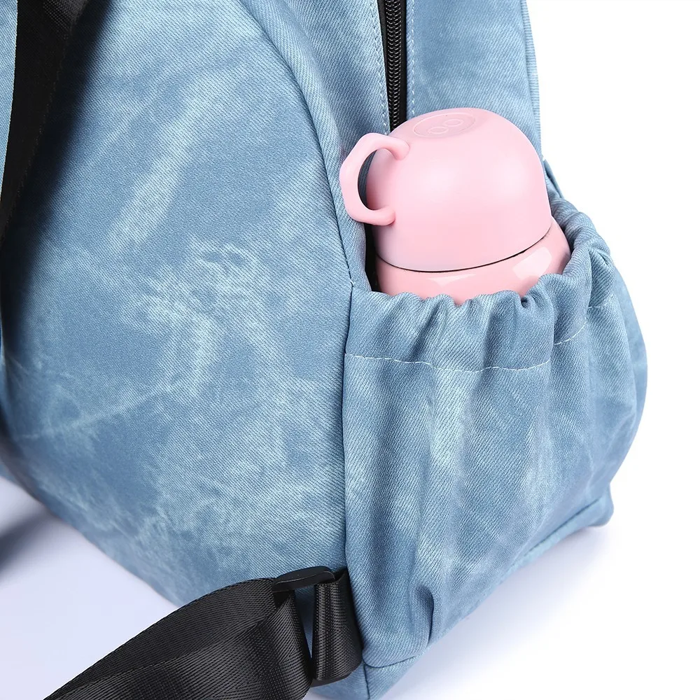 Fashion Large Capacity Baby Diaper Bag Stylish Stroller Backpack for Nappy Changing Blue Maternity