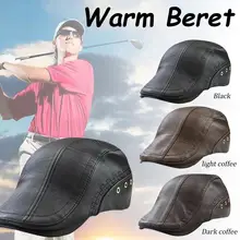 Осенне-зимний классический синтетический кожаный берет мужской ретро винтажный теплый плоский Топ Гольф Кепка Открытый Гольф-берет