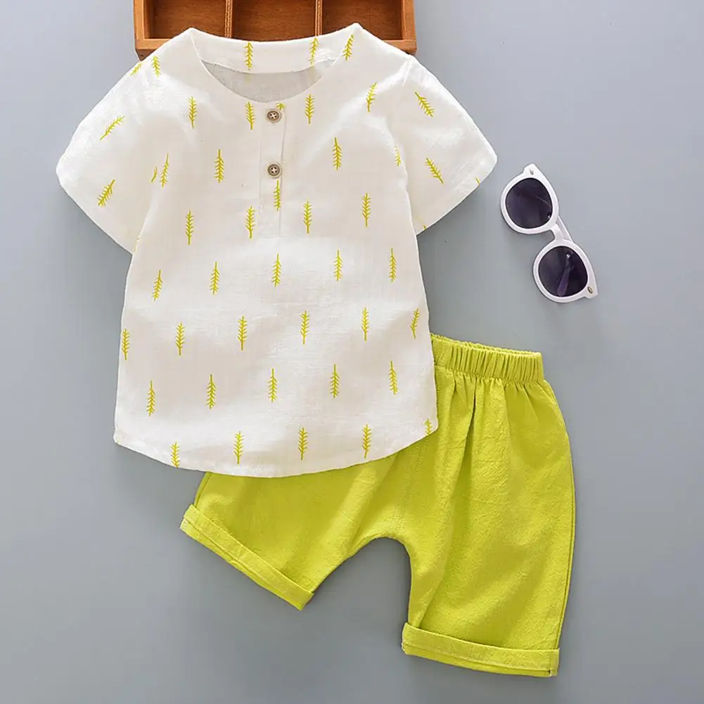 

Kidlove Summer Boys Kids Baby Infant Cotton Flax Short Sleeved T-Shirt Tops+Short Pants Suit Clothes