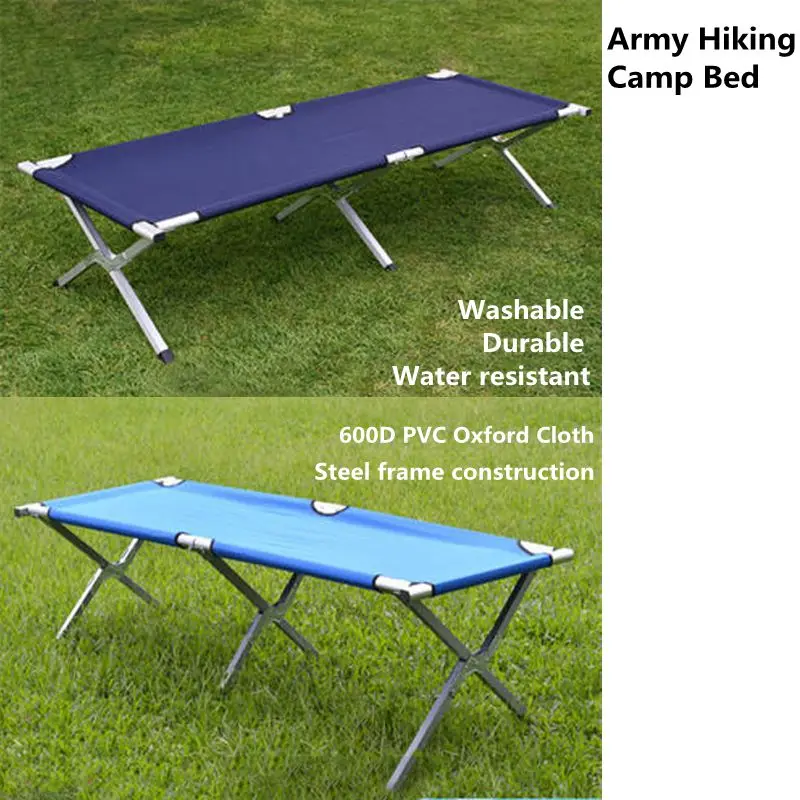  600D PVC Oxford Outdoor Portable Military Folding Camping Cot XL Bed with Carry Bag Hiking Fishing 