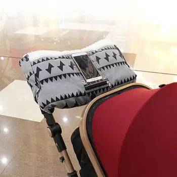 

Winter Warm Fleece Baby Stroller Buggy Pram Gloves Windproof Pushchair Cart Hand Muff Glove with Pocket