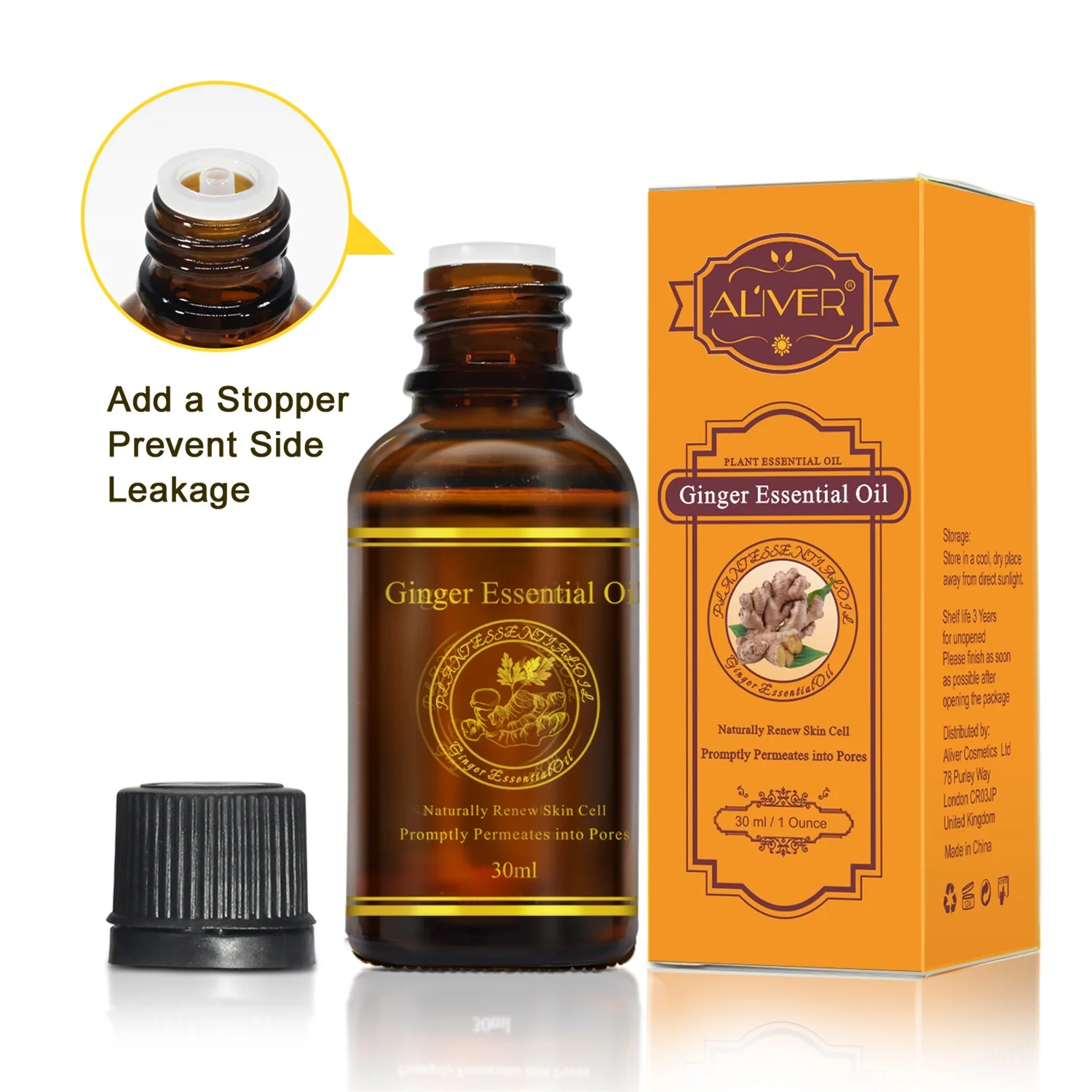 

2/1Pcs Ginger Essential Oils Body Spa Massage Oil Relief Stress Relax Body Elimination of Fat Ginger Oil 30ml TSLM2