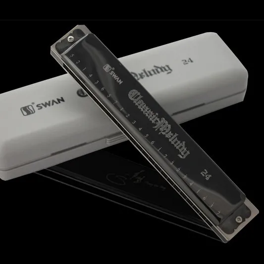 SWAN Polyphony Winner Harmonica Stainless steel Mouth Flute 24 Hole Key