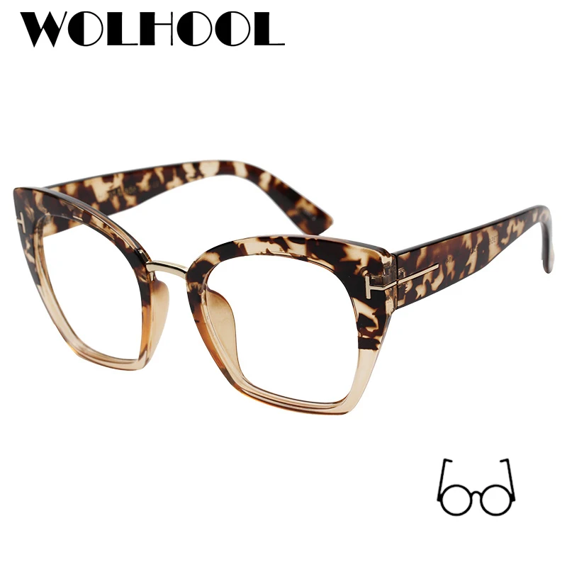 Fashion Oversized Designer Leopard Lady Big Prescription Cat Eye ... Big Frame Prescription Glasses
