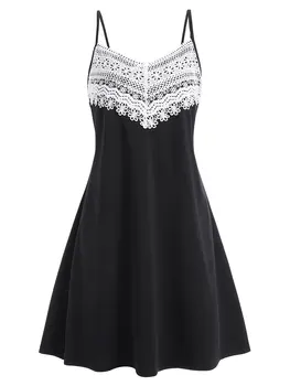 

Wipalo Plus Size Applique Panel Cami Mini Dress Summer Spaghetti Strap Women Casual Dress Vestidos Beach Women Clothes Big Size