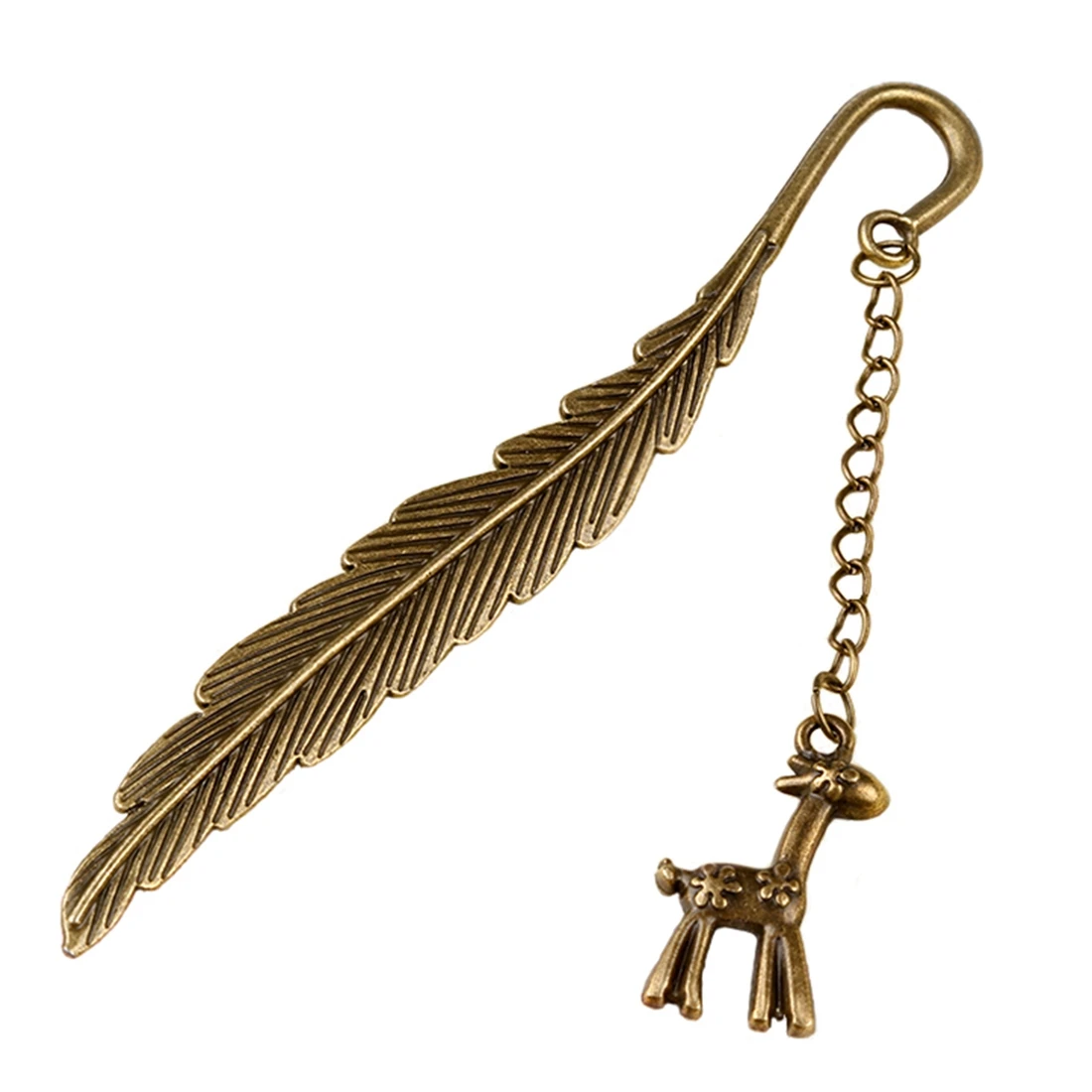 Новая модная Винтажная закладка из сплава Классическая Подвеска в виде оленя с перьями канцелярские аксессуары-книги