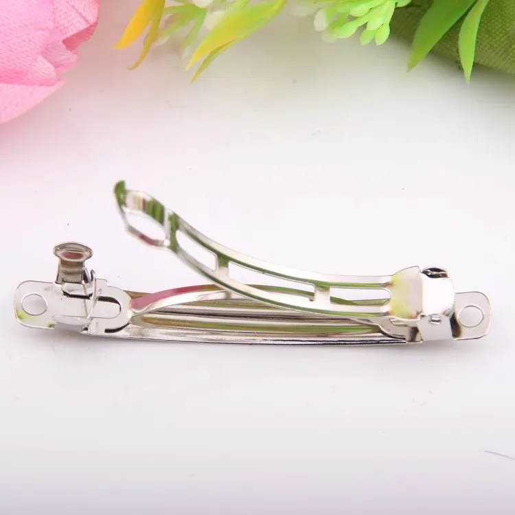 

50pcs/lots Wholesale Basic Spring Hairpin DIY Three Plates Findings Platinum Stainless Steal Pinch Cock Hair Charms Accessory