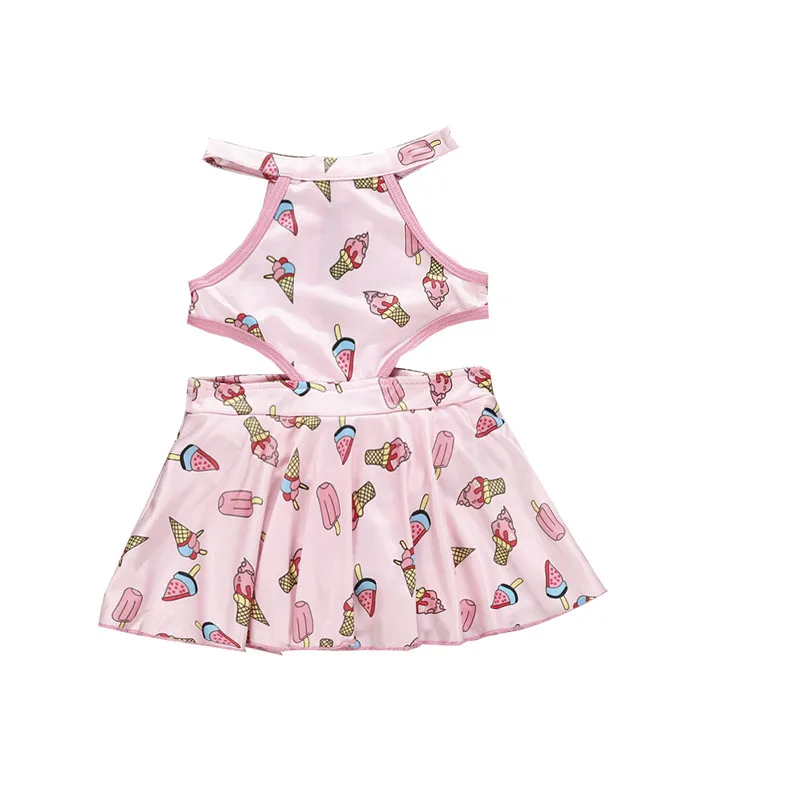 

0-5T Child One Piece Swimsuits For Girls Ice Cream Print Swimwear For Kids Infant Child Girls Beachwear Baby Clothes Bodysuits