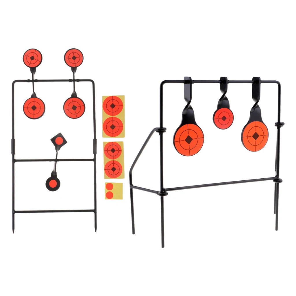 

2 Set Heavy Duty Steel Shooting Target Auto Reset Self Resetting Spinning Target, 2 Models