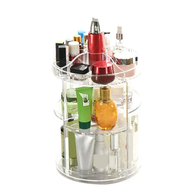 

Brand New 360 Degree Rotating Makeup Storage Box Adjustable Cosmetic Turntable Round Rotation Storage Holder Makeup Kit