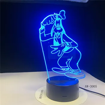 

Children's Gift Goofy Pluto Dog Novelty 7 Color Changing 3D LED Night Light Desk Lamp Home Decor Party Kids Toys Gift AW-3005