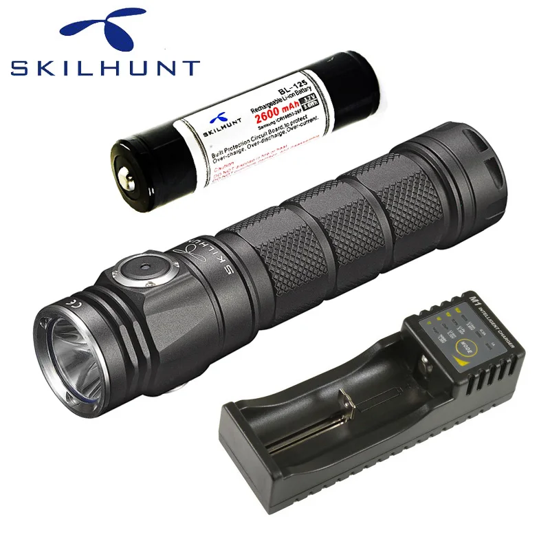 Skilhunt M200 CREE XP-L светодиодный 1050 Люмен USB Магнитный заряжаемый фонарик с батарея зарядное устройство