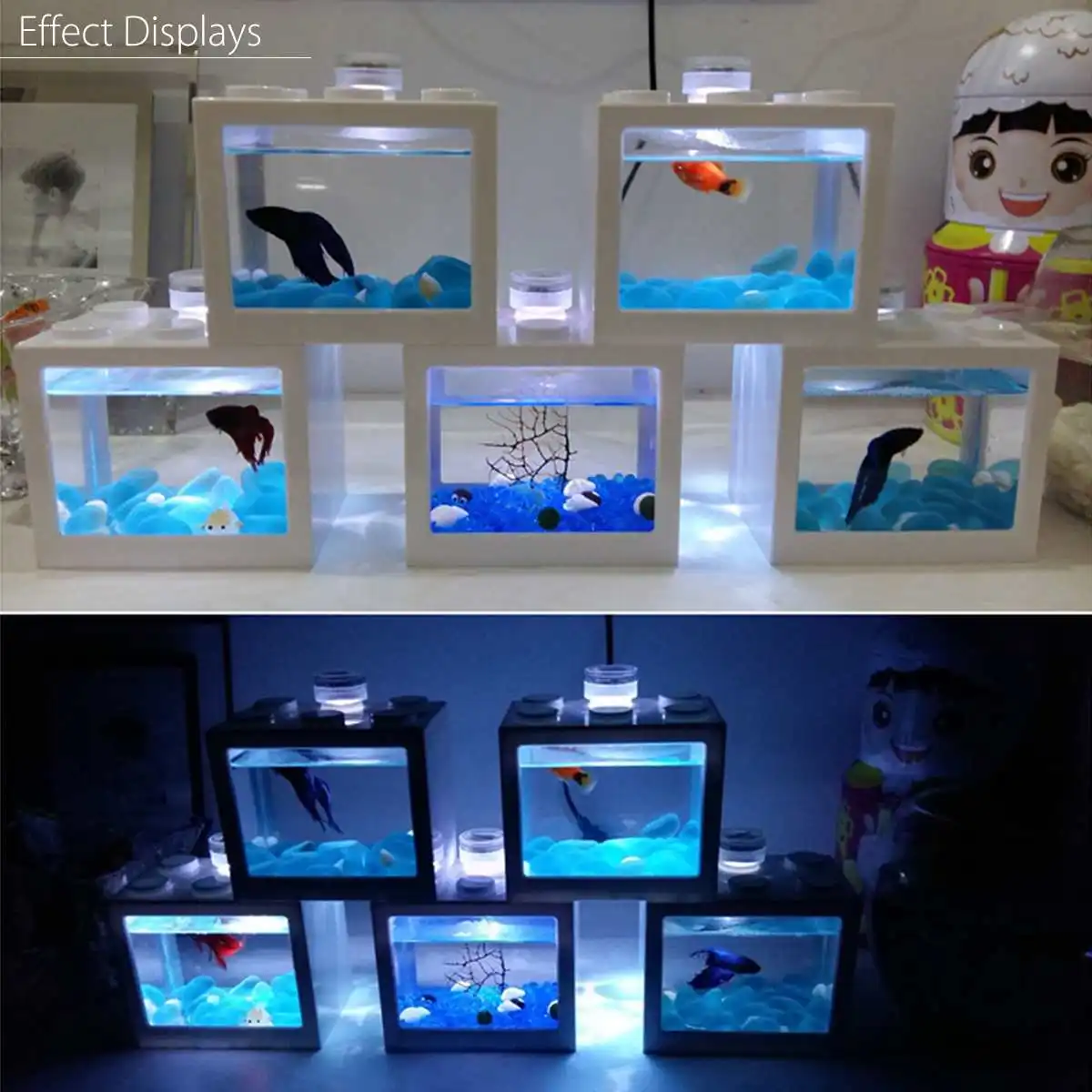 Мини аквариумный светодиодный светильник лампа Betta Box кормушка домашний декор