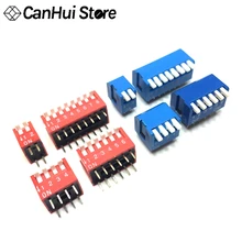 5 шт. 2 P 3 P 4 P 5 P 6 P 7 P 8 P 9 P 10 P 12 P бит 2,54 мм погружной переключатель/цифровой тумблер красный/синий правый угол боковое положение переключатель циферблата