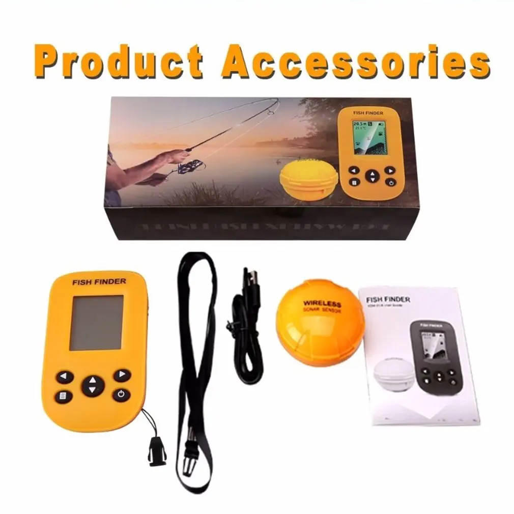 

100m Fish Finder Wireless Rechargeable Sonar Sensor Fishfinder LCD Display Smart Dot Matrix 45m Range