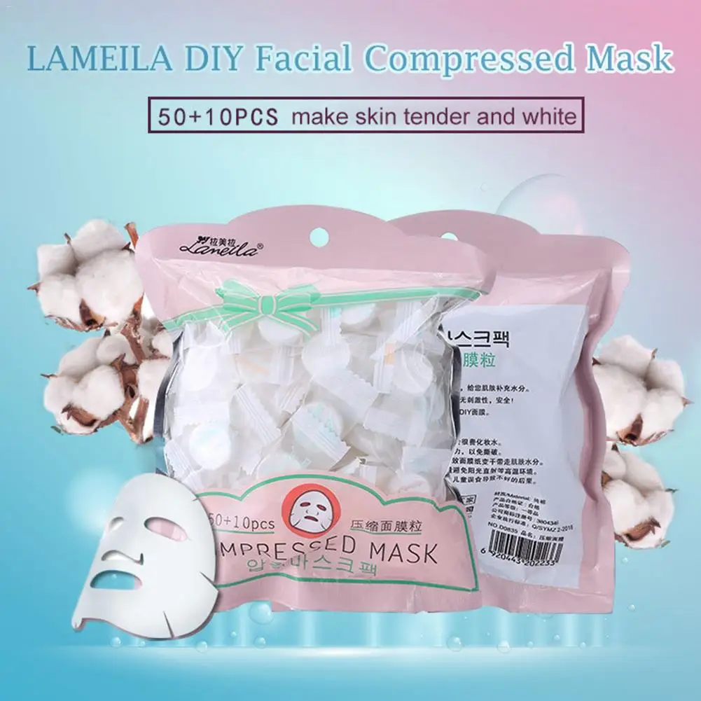 60pcs Compressed Mask Cotton Facial Sheet DIY Skin Face Care Wrapped Compress Mask Paper Ultrathin Breathable BeautyTool