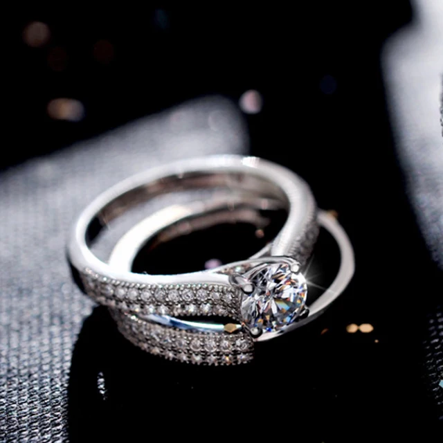 Купить модные 2 шт/компл серебряные кольца с кристаллами для женщин картинки