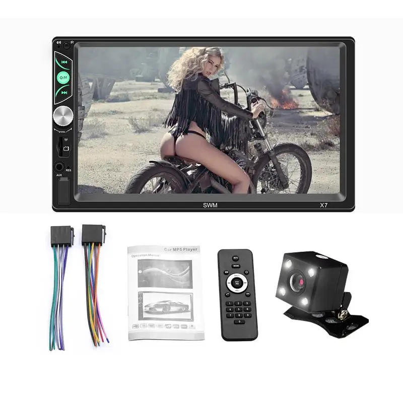 

7" 2 DIN MP5 Car MP3 Player Bluetooth Touch Screen Stereo Radio Camera Supports Android IOS System Mirror Connection