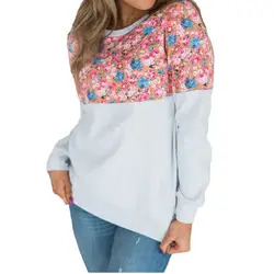 2018 новые осенние зимние сексуальные топы Femme Sweatershirt с длинным рукавом o-образным вырезом цветочные печатные толстовки повседневные