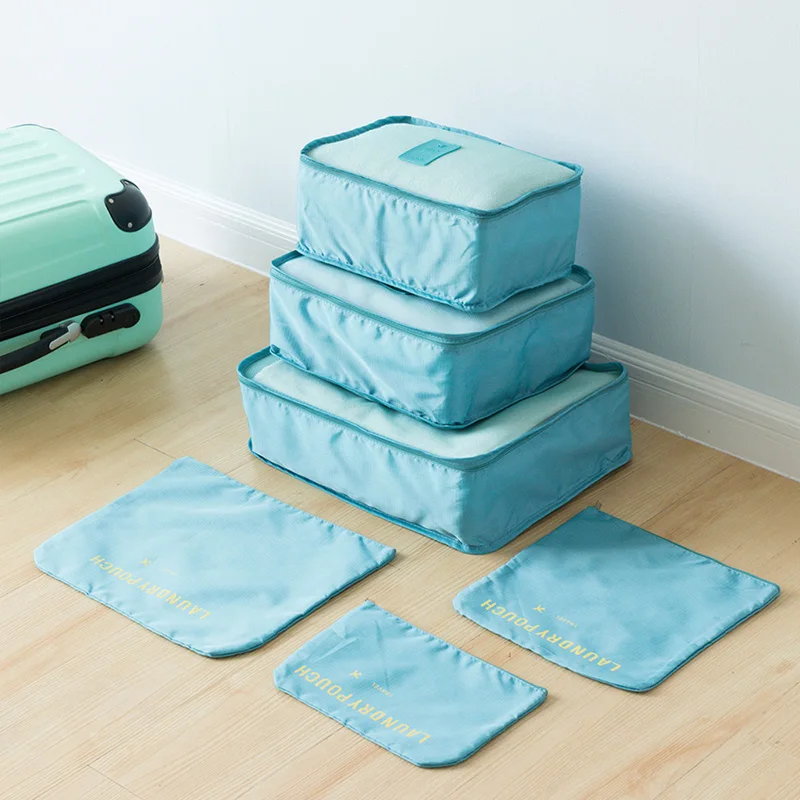 ORZ 6 PCS Travel Storage Bag Packing Cubes Clothes Tidy Pouch Luggage Organizer Portable Container Waterproof Storage Case