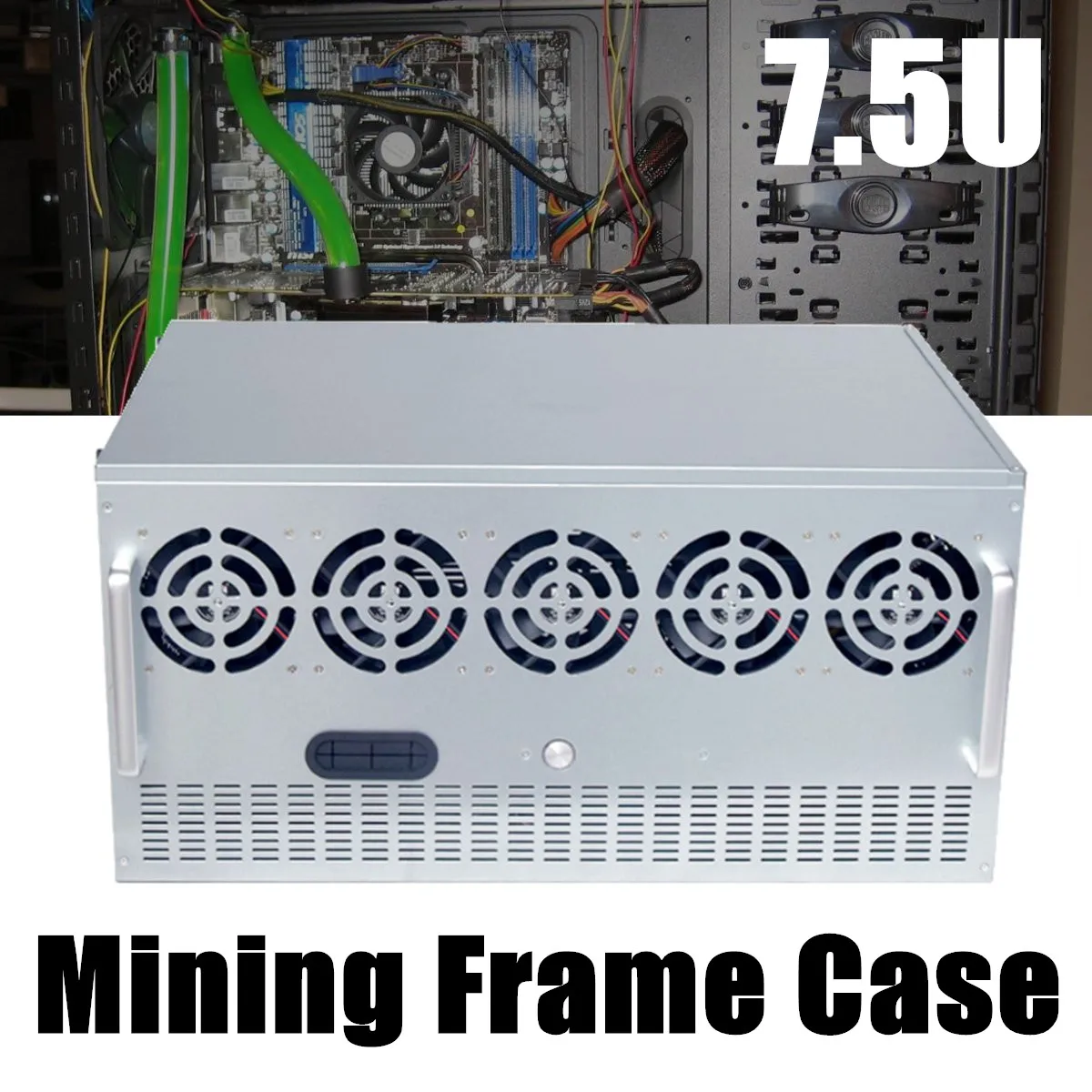 12GPU 7.5U 10 Fans Open Air Pro Mining Computer Alloy Case Frame Case