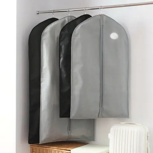 Практичный домашний подвесной пыленепроницаемый тканевый чехол на молнии платье пальто чехол для одежды сумка для хранения чистого цвета