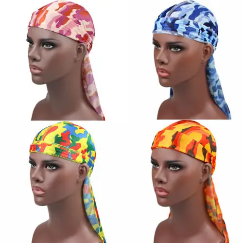 Женская и мужская атласное шелковое бандана Durag головной убор с длинным хвостом
