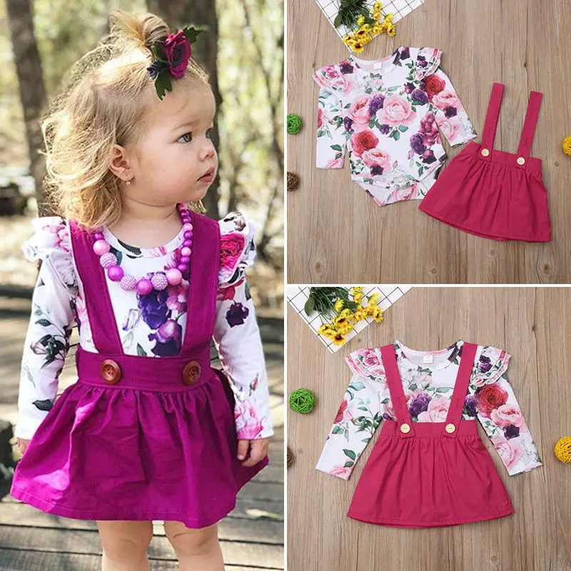 Cute Newborn Baby Girl Clothes Set Fashion Long Sleeve Floral Bodysuit