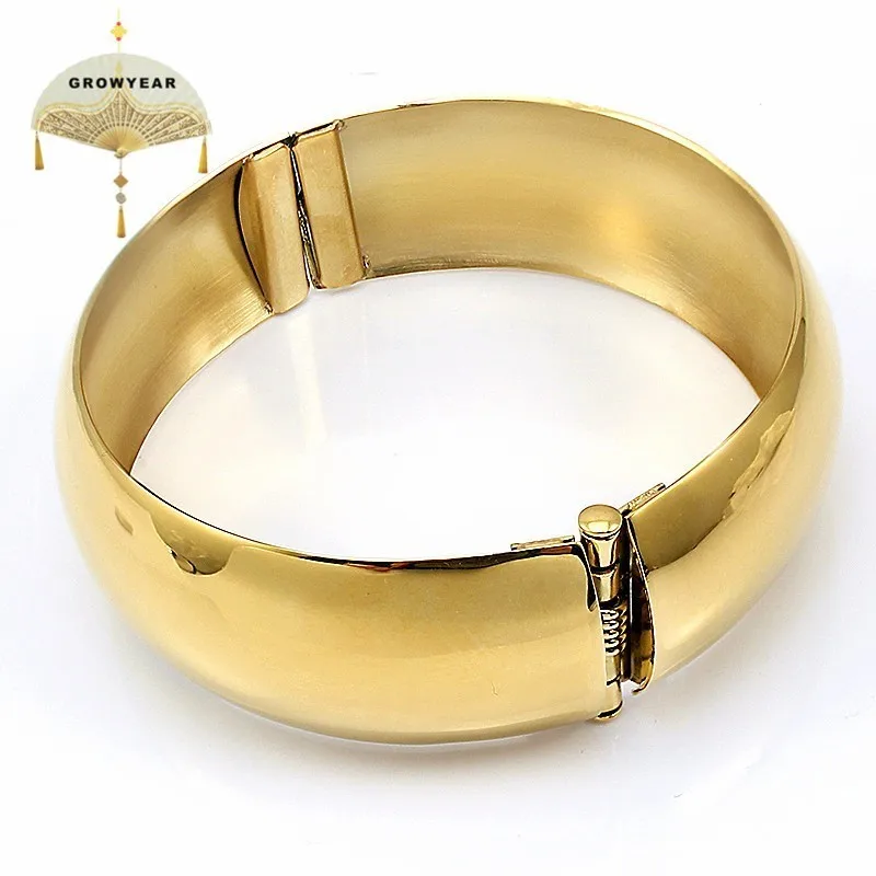 

Golden Ladies Bracelet Metal Trendy Smooth Adjustable Spring Opening Arched Woman Gift Jewelry Custom Logo High Quality
